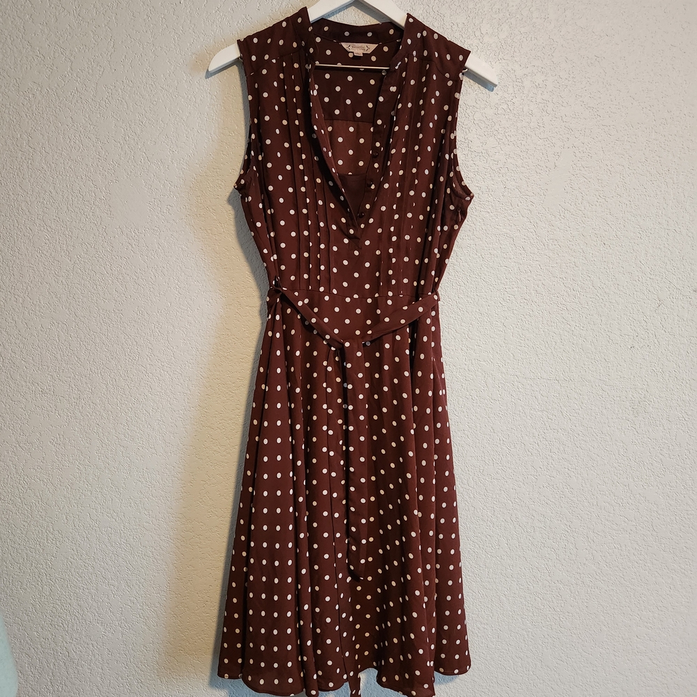Nannette Lepore Brown Polka Dot Midi Dress